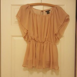 Elegant sheer cream top by Timing